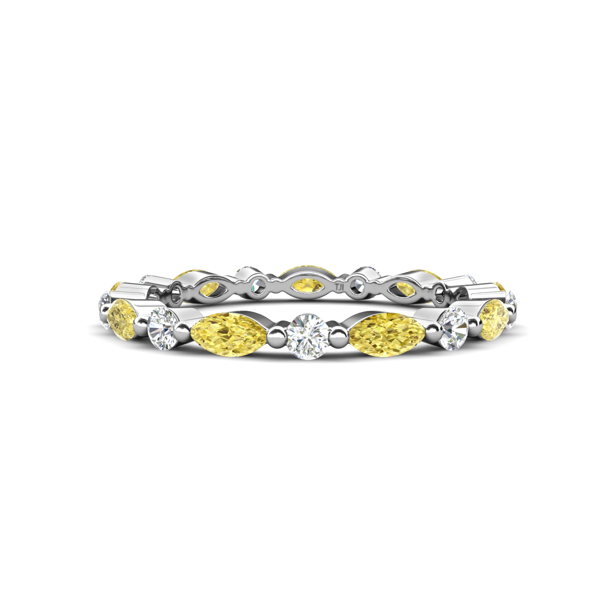 Mira 1.04 ctw Marquise Yellow Sapphire and Round Lab Grown Diamond Women Stackable Eternity Band 